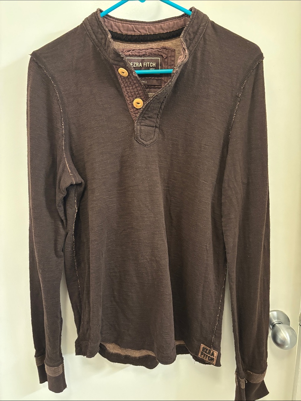 Abercrombie Brown Long Sleeve Henley Pullover - Ezra Fitch